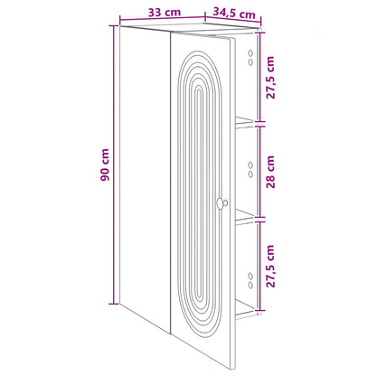 Nástěnná Skříň Bílá S Vysokým Leskem 33 X 34,5 X 90 Cm