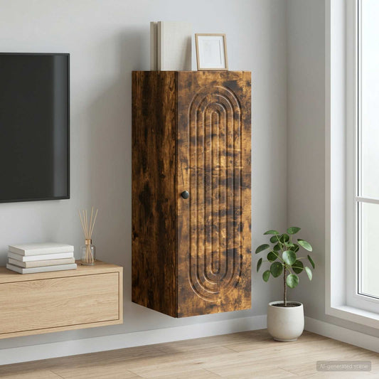 Nástěnná Skříň Kouřový Dub 33 X 34,5 X 90 Cm Kompozitní Dřevo