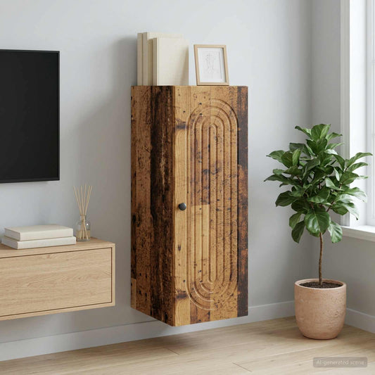 Nástěnná Skříň Staré Dřevo 33 X 34,5 X 90 Cm Kompozitní Dřevo