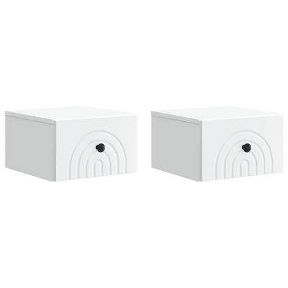 Nástěnný Noční Stolek Se Zásuvkou 2 Pcs Bílá 33 X 34,5 X 20 Cm
