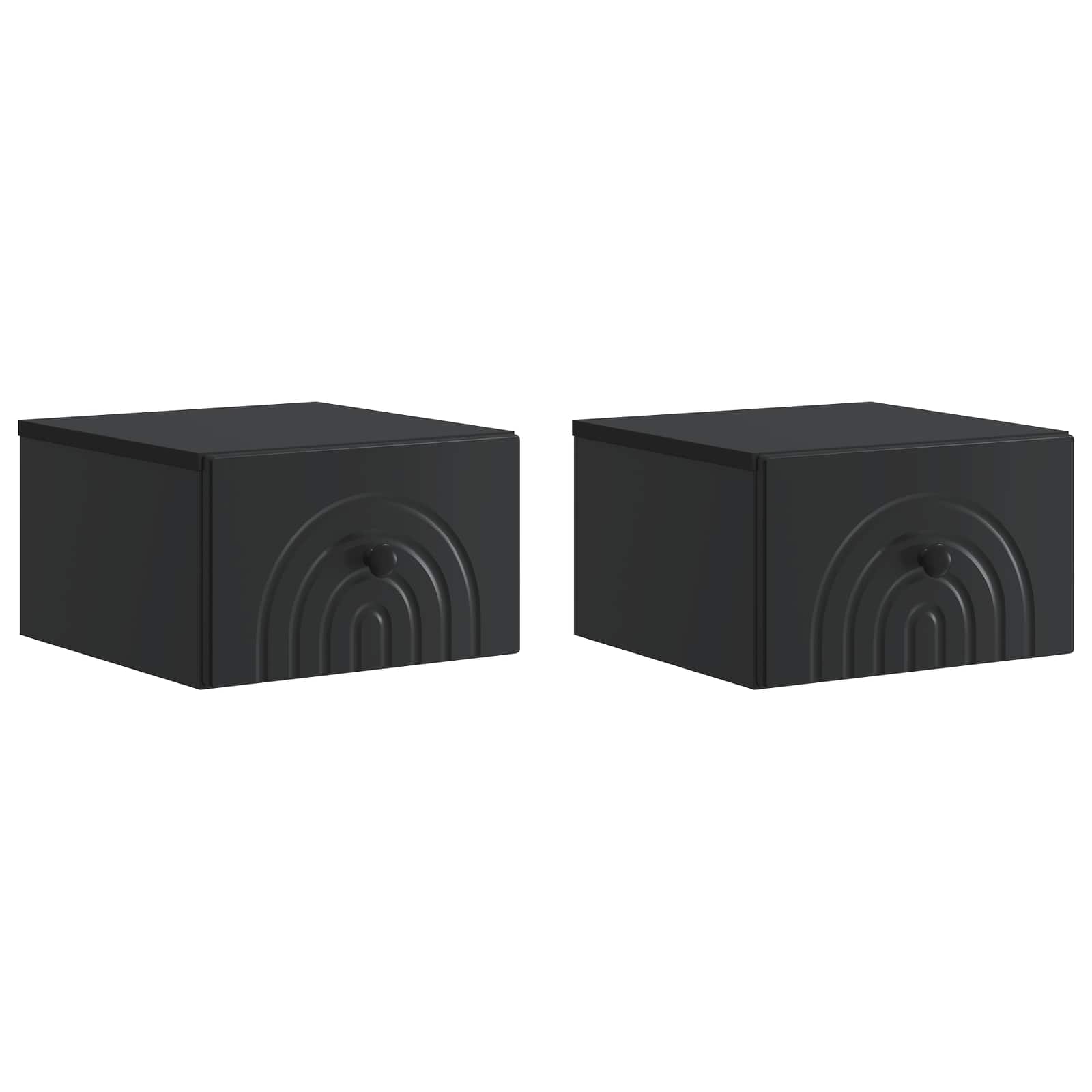 Nástěnný Noční Stolek Se Zásuvkou 2 Pcs Černá 33 X 34,5 X 20 Cm
