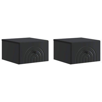 Nástěnný Noční Stolek Se Zásuvkou 2 Pcs Černá 33 X 34,5 X 20 Cm
