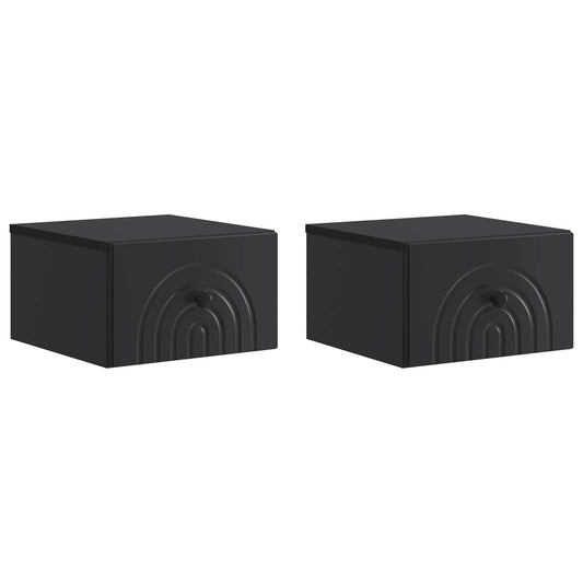 Nástěnný Noční Stolek Se Zásuvkou 2 Pcs Černá 33 X 34,5 X 20 Cm
