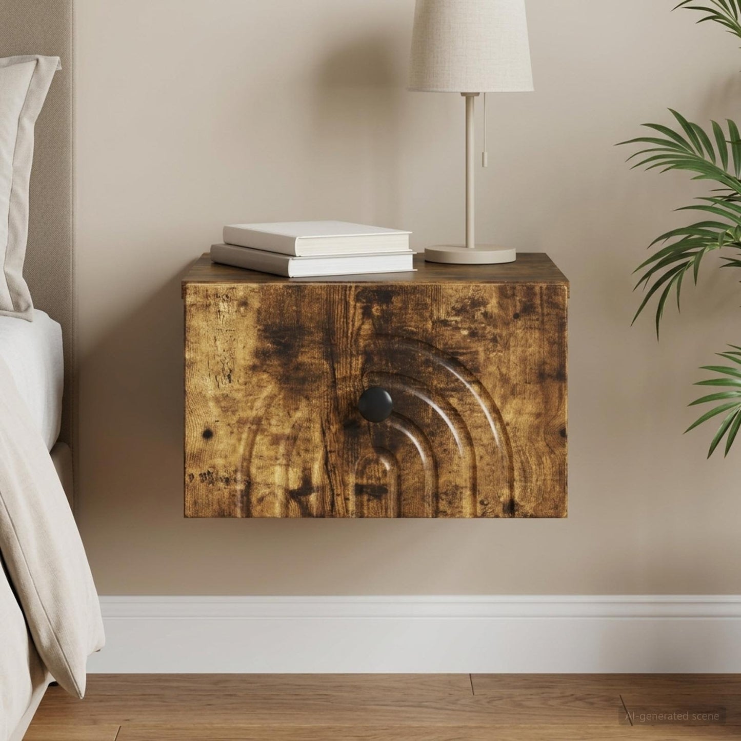 Nástěnný Noční Stolek Se Zásuvkou Kouřový Dub 33 X 34,5 X 20 Cm