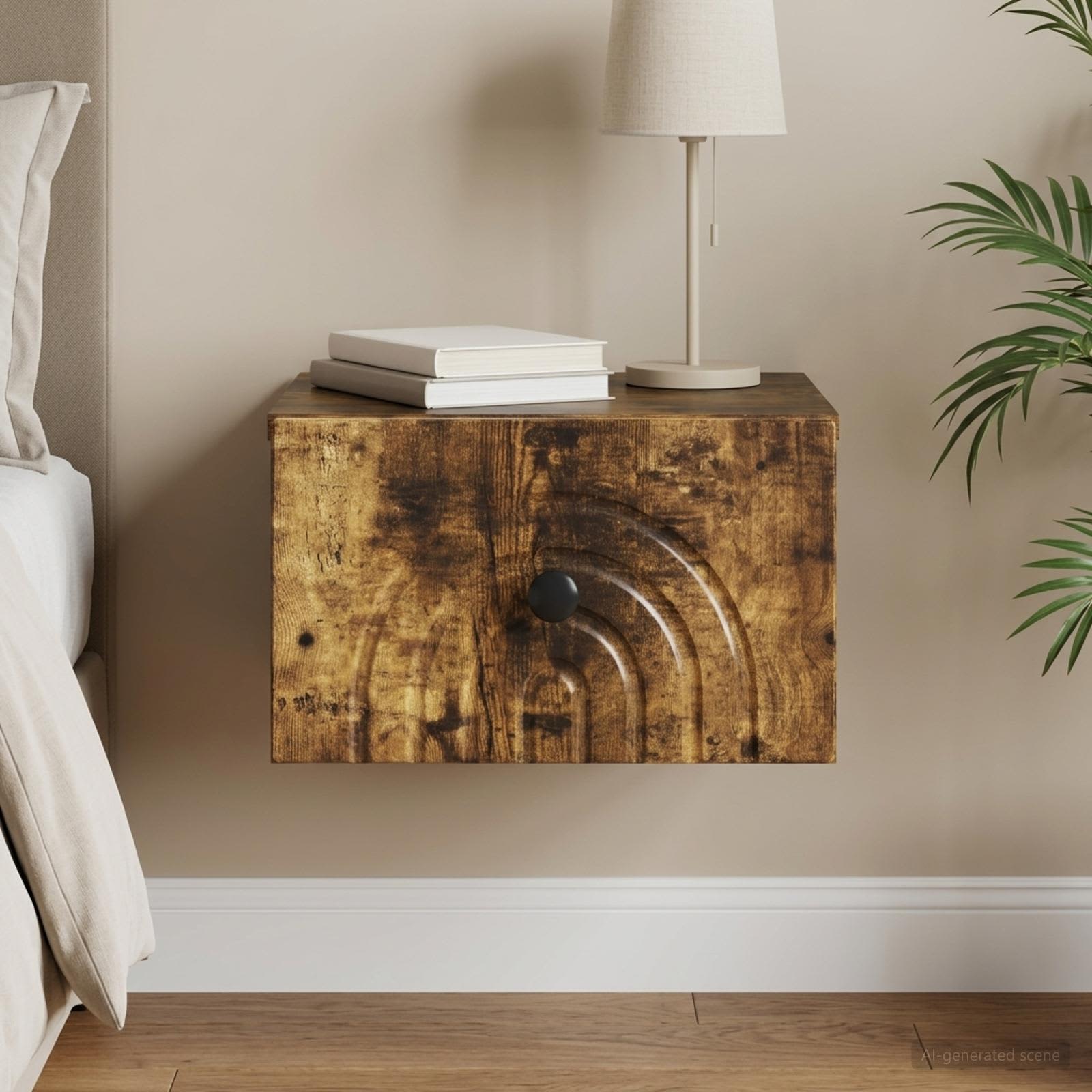 Nástěnný Noční Stolek Se Zásuvkou Kouřový Dub 33 X 34,5 X 20 Cm