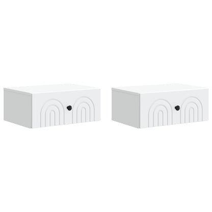 Nástěnný Noční Stolek Se Zásuvkou 2 Pcs Bílá 49 X 34,5 X 20 Cm