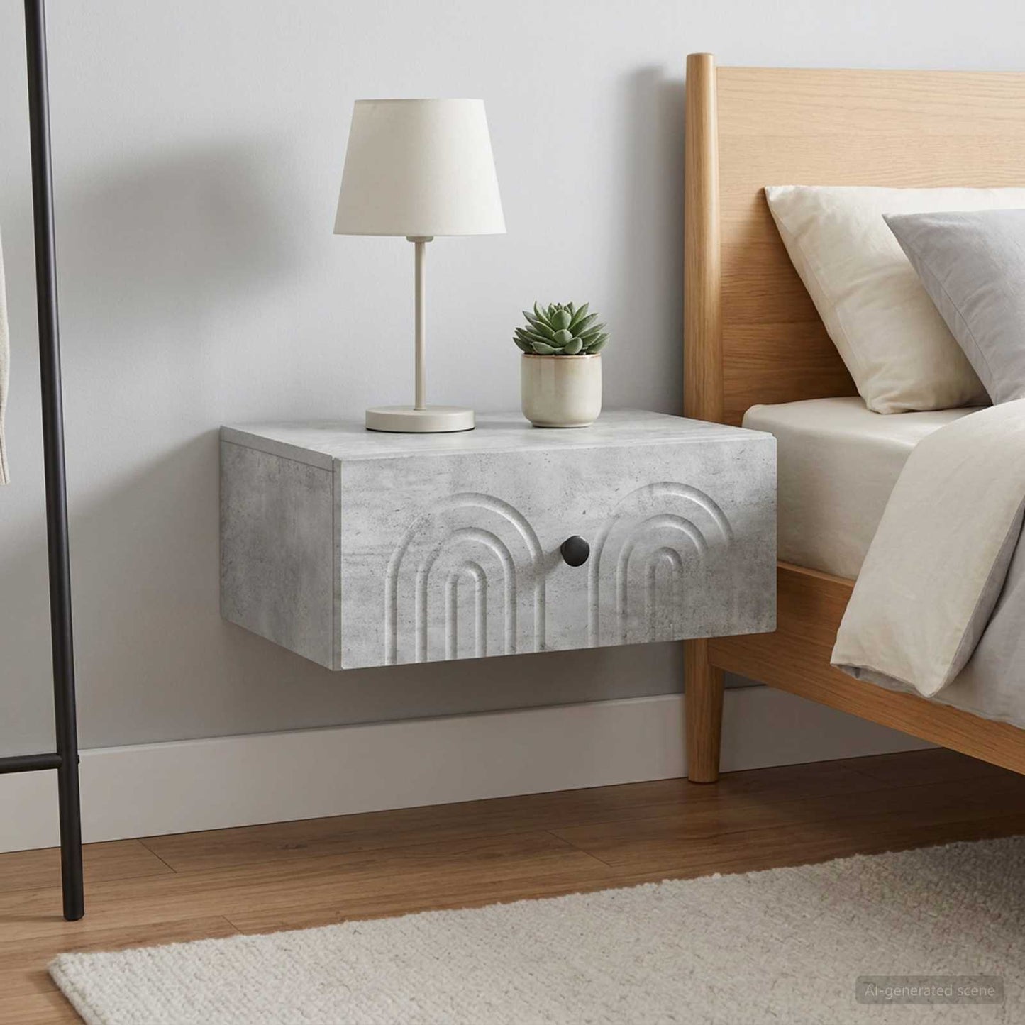 Nástěnný Noční Stolek 2 Pcs Betonově Šedá 49 X 34,5 X 20 Cm