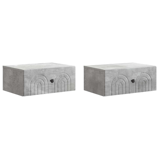 Nástěnný Noční Stolek 2 Pcs Betonově Šedá 49 X 34,5 X 20 Cm