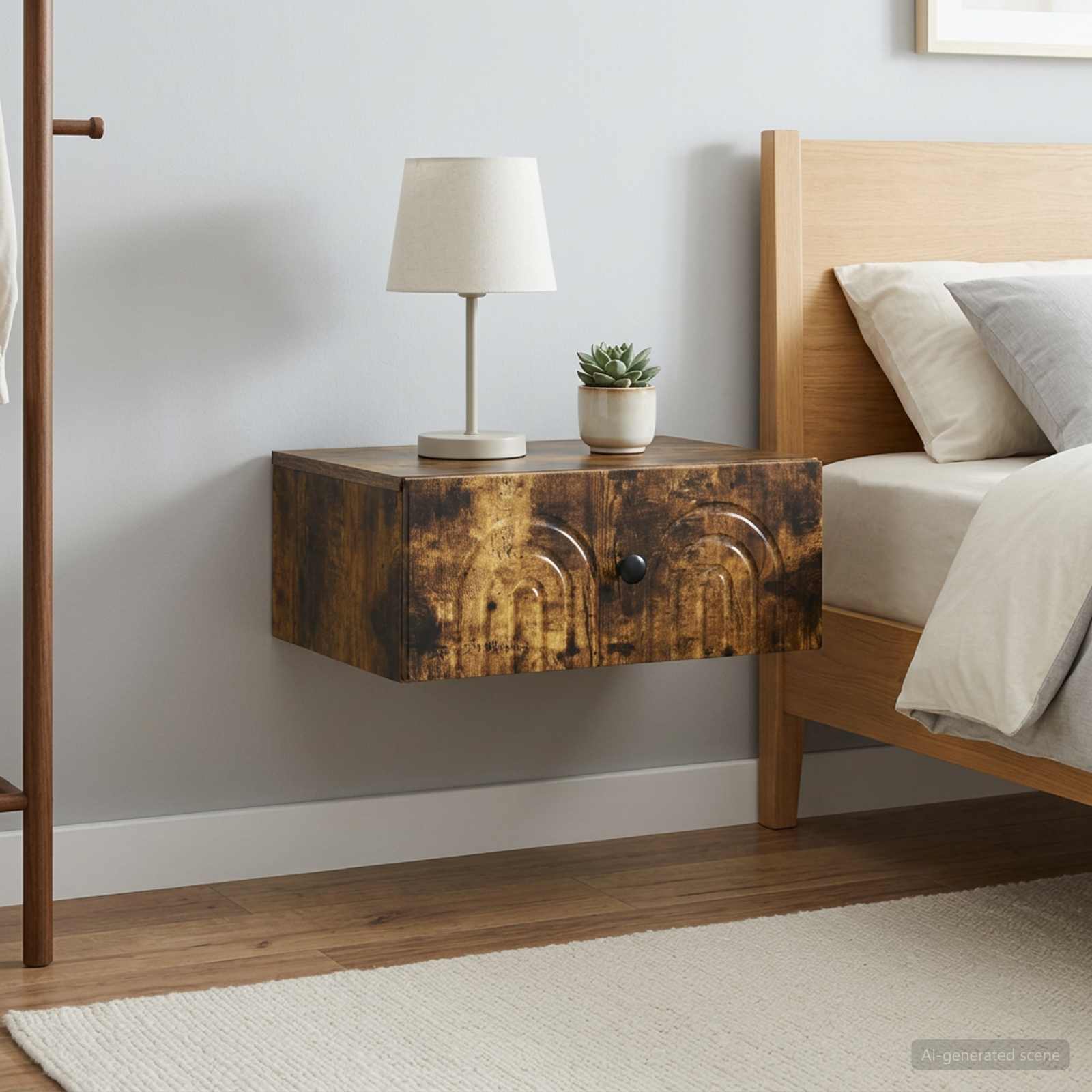 Nástěnný Noční Stolek 2 Pcs Kouřový Dub 49 X 34,5 X 20 Cm