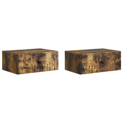 Nástěnný Noční Stolek 2 Pcs Kouřový Dub 49 X 34,5 X 20 Cm