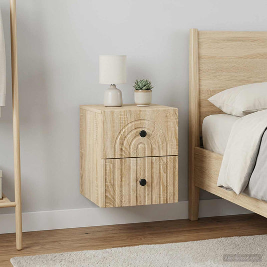 Nástěnný Noční Stolek 2 Pcs Dub Sonoma 33 X 34,5 X 40 Cm