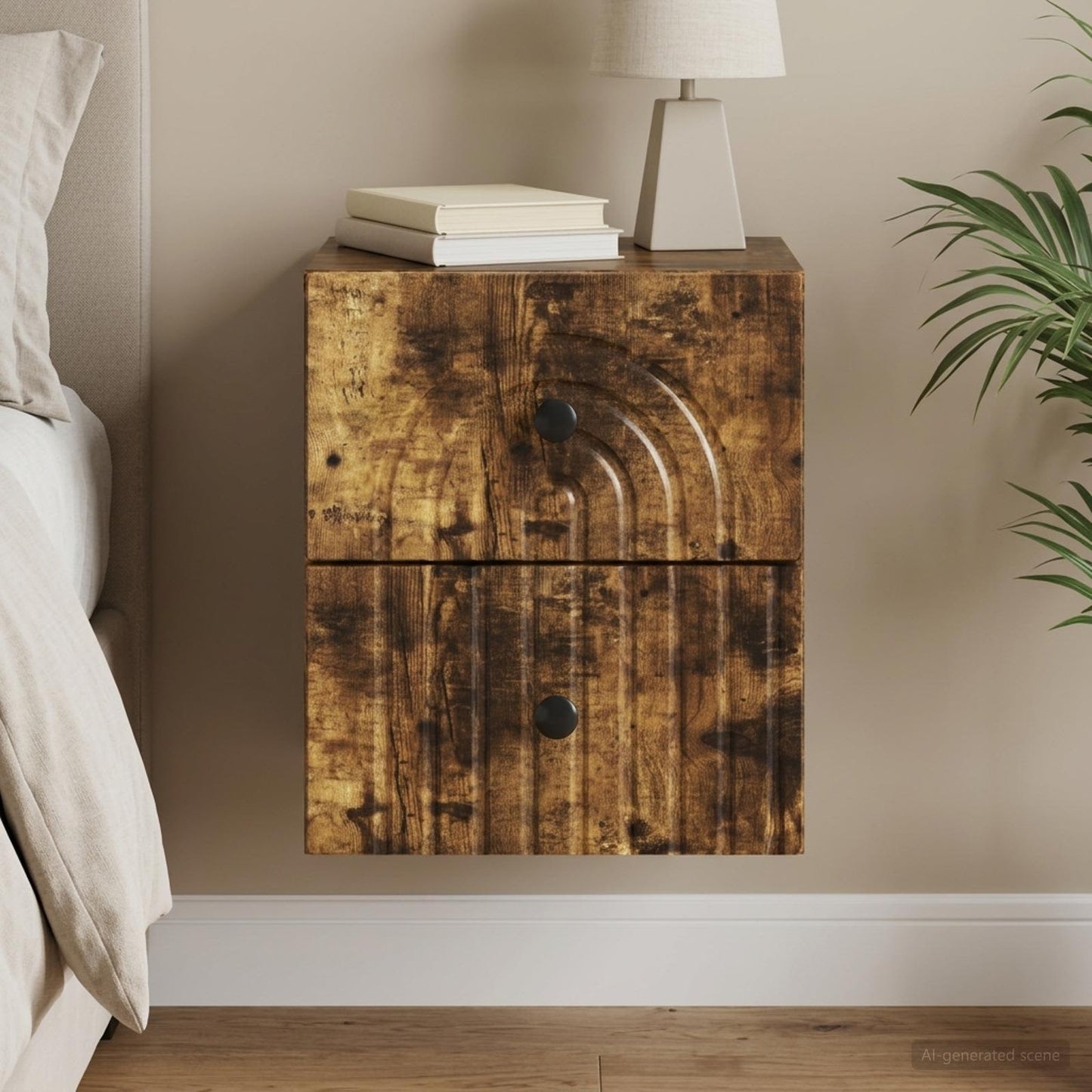 Nástěnný Noční Stolek Se Zásuvkou Kouřový Dub 33 X 34,5 X 40 Cm