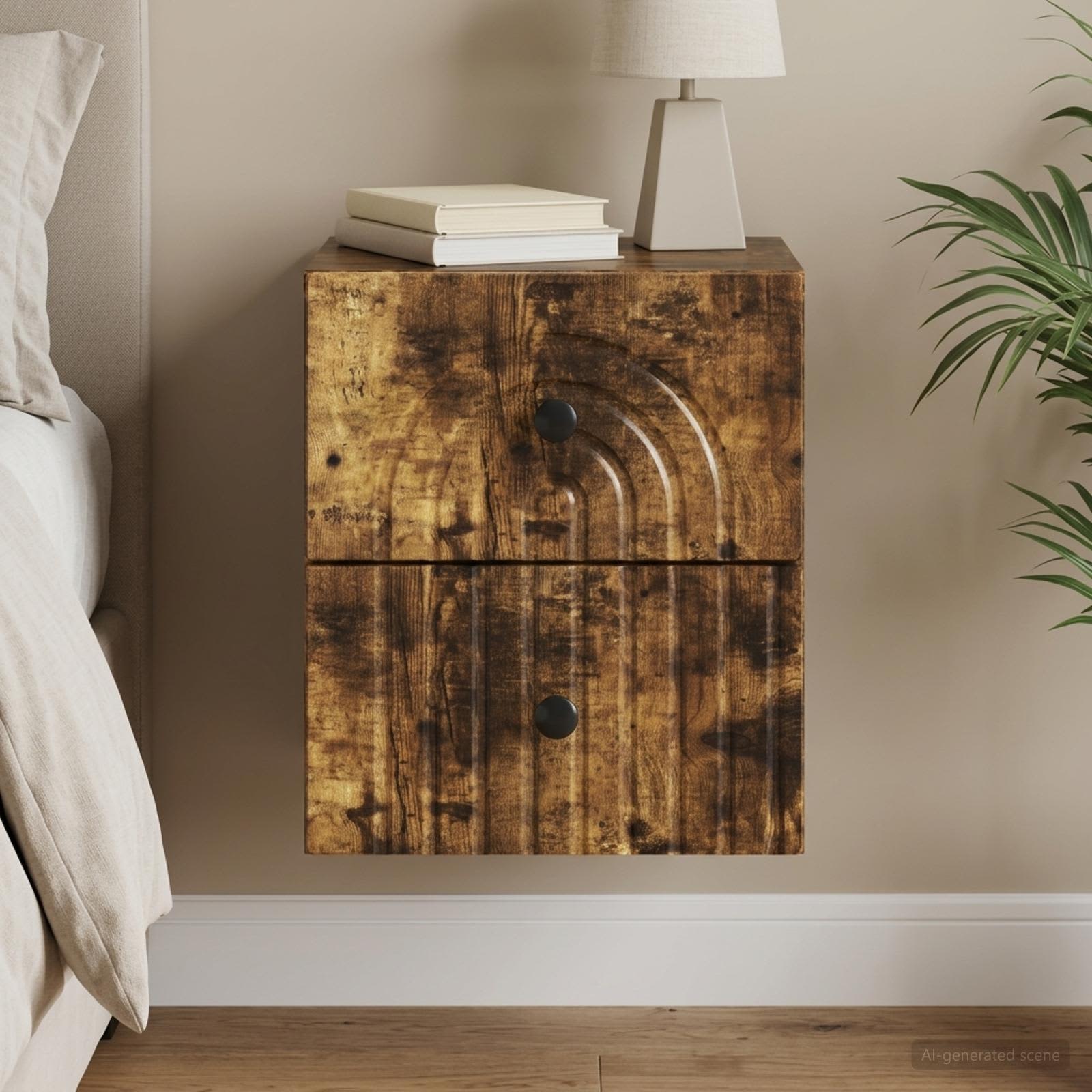 Nástěnný Noční Stolek Se Zásuvkou Kouřový Dub 33 X 34,5 X 40 Cm