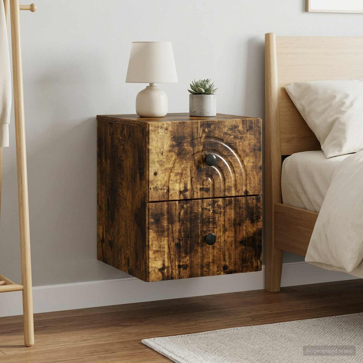 Nástěnný Noční Stolek 2 Pcs Kouřový Dub 33 X 34,5 X 40 Cm