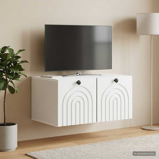 Nástěnná Tv Skříň Bílá 59,5 X 41 X 30 Cm Kompozitní Dřevo