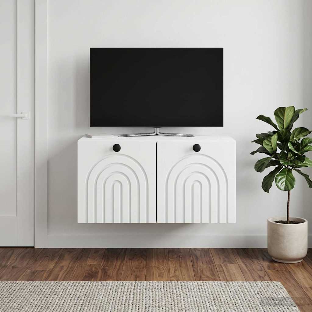 Nástěnná Tv Skříň Bílá 59,5 X 41 X 30 Cm Kompozitní Dřevo