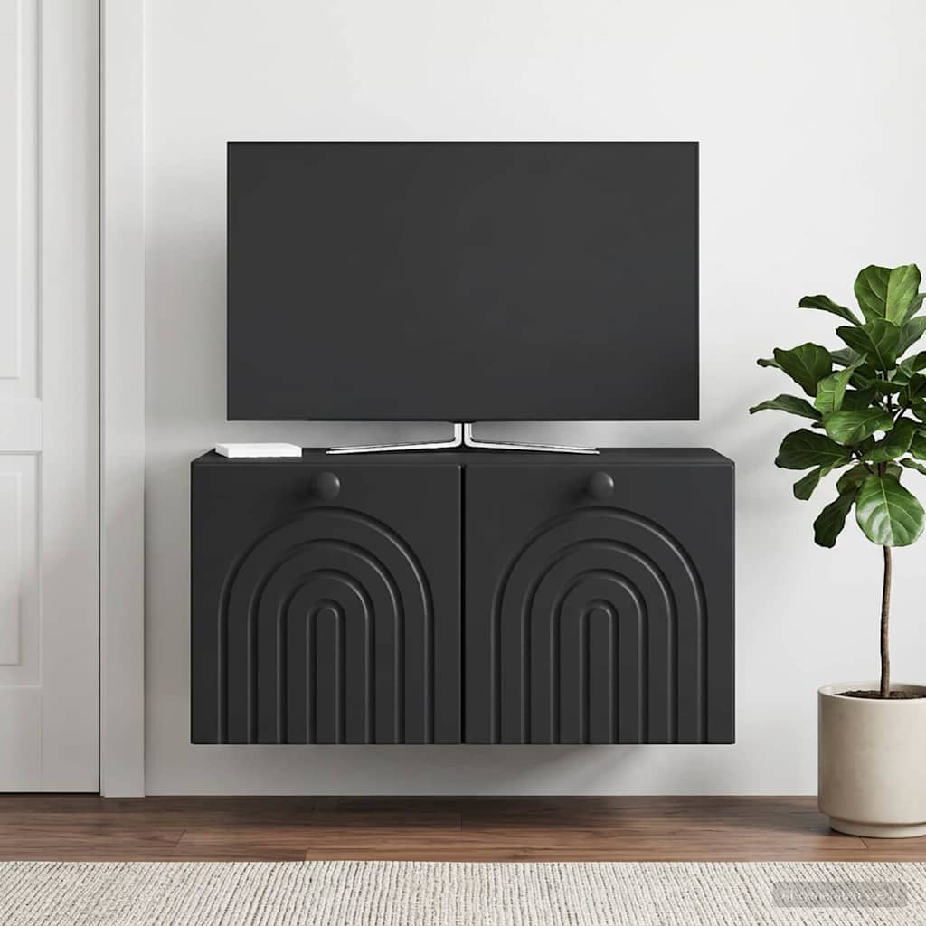 Nástěnná Tv Skříň Černá 59,5 X 41 X 30 Cm Kompozitní Dřevo