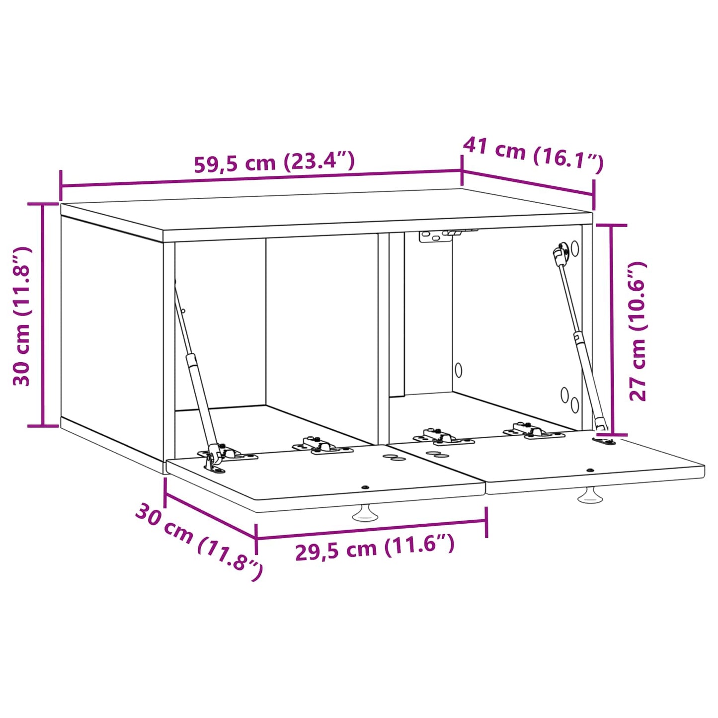 Nástěnná Tv Skříň Černá 59,5 X 41 X 30 Cm Kompozitní Dřevo