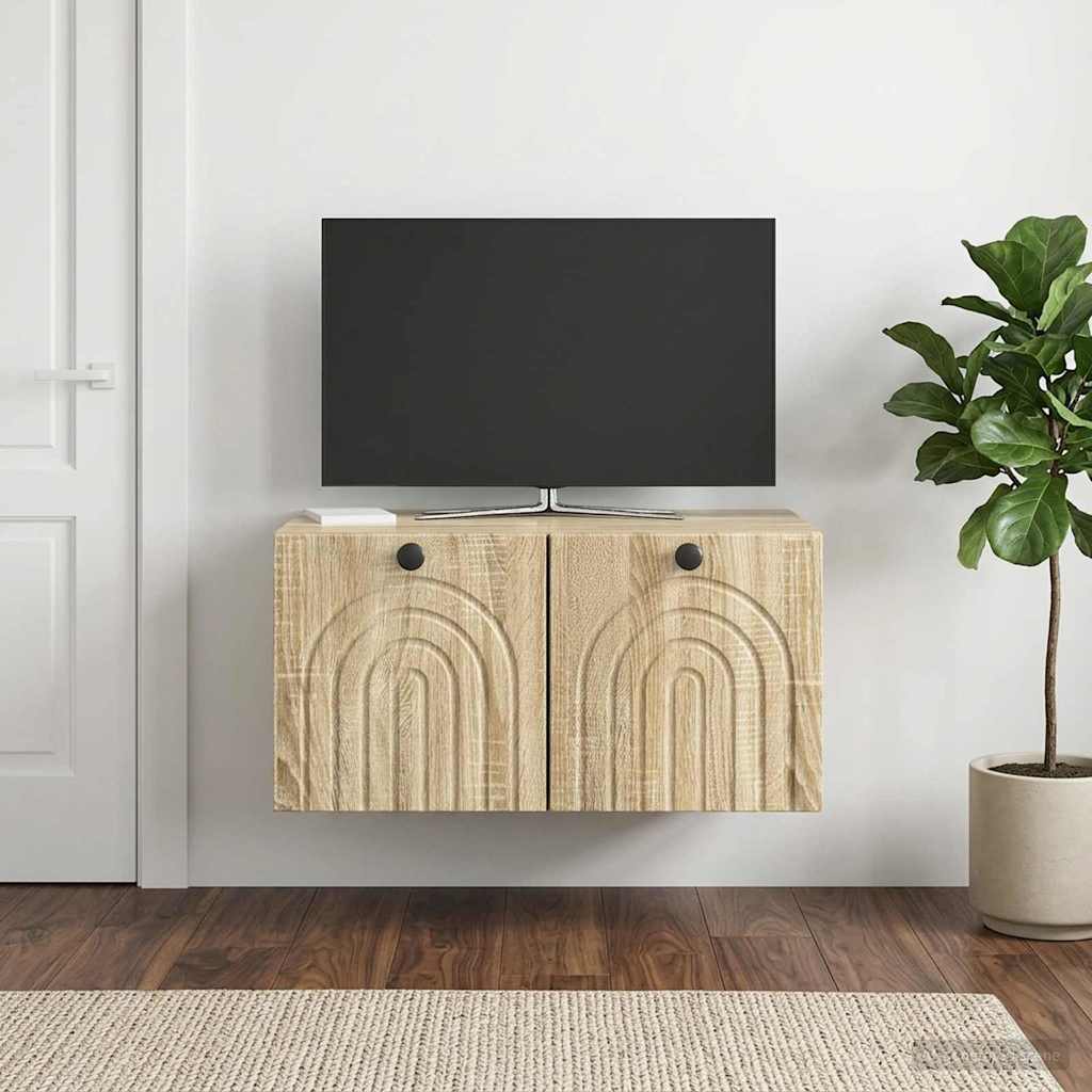 Nástěnná Tv Skříň Dub Sonoma 59,5 X 41 X 30 Cm Kompozitní Dřevo