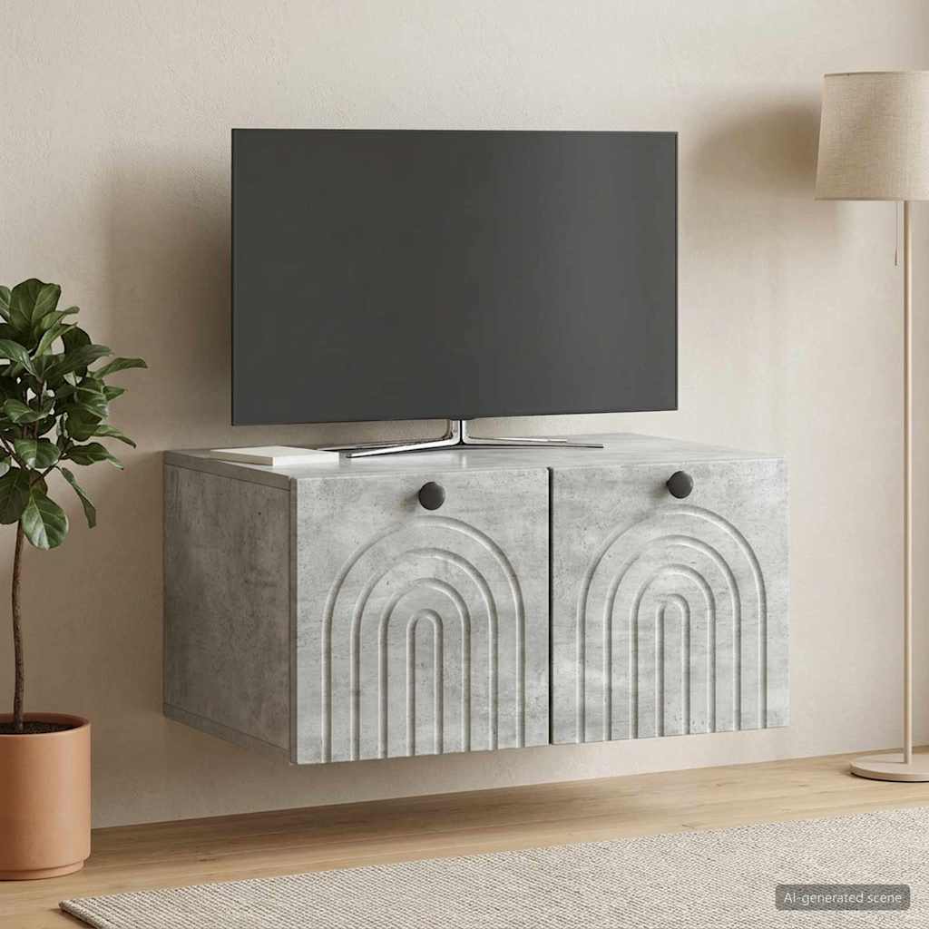 Nástěnná Tv Skříň Nástěnný Betonově Šedá 59,5 X 41 X 30 Cm