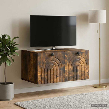 Nástěnná Tv Skříň Nástěnný Kouřový Dub 59,5 X 41 X 30 Cm