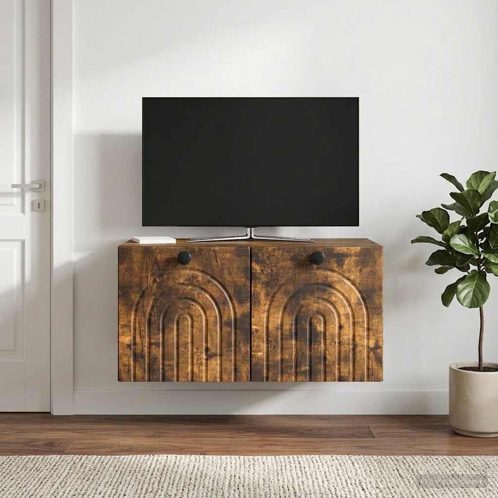 Nástěnná Tv Skříň Nástěnný Kouřový Dub 59,5 X 41 X 30 Cm