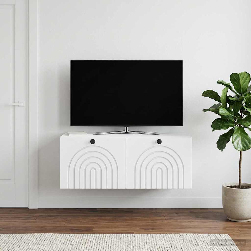Nástěnná Tv Skříň Bílá 78,5 X 41 X 30 Cm Kompozitní Dřevo