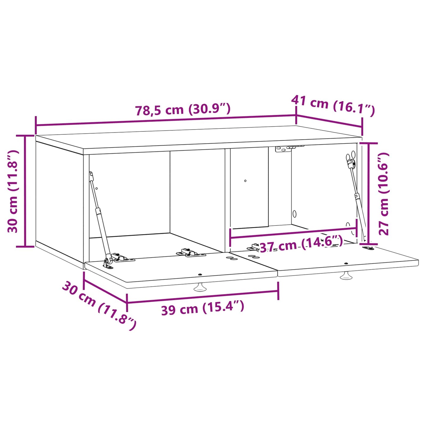 Nástěnná Tv Skříň Bílá 78,5 X 41 X 30 Cm Kompozitní Dřevo