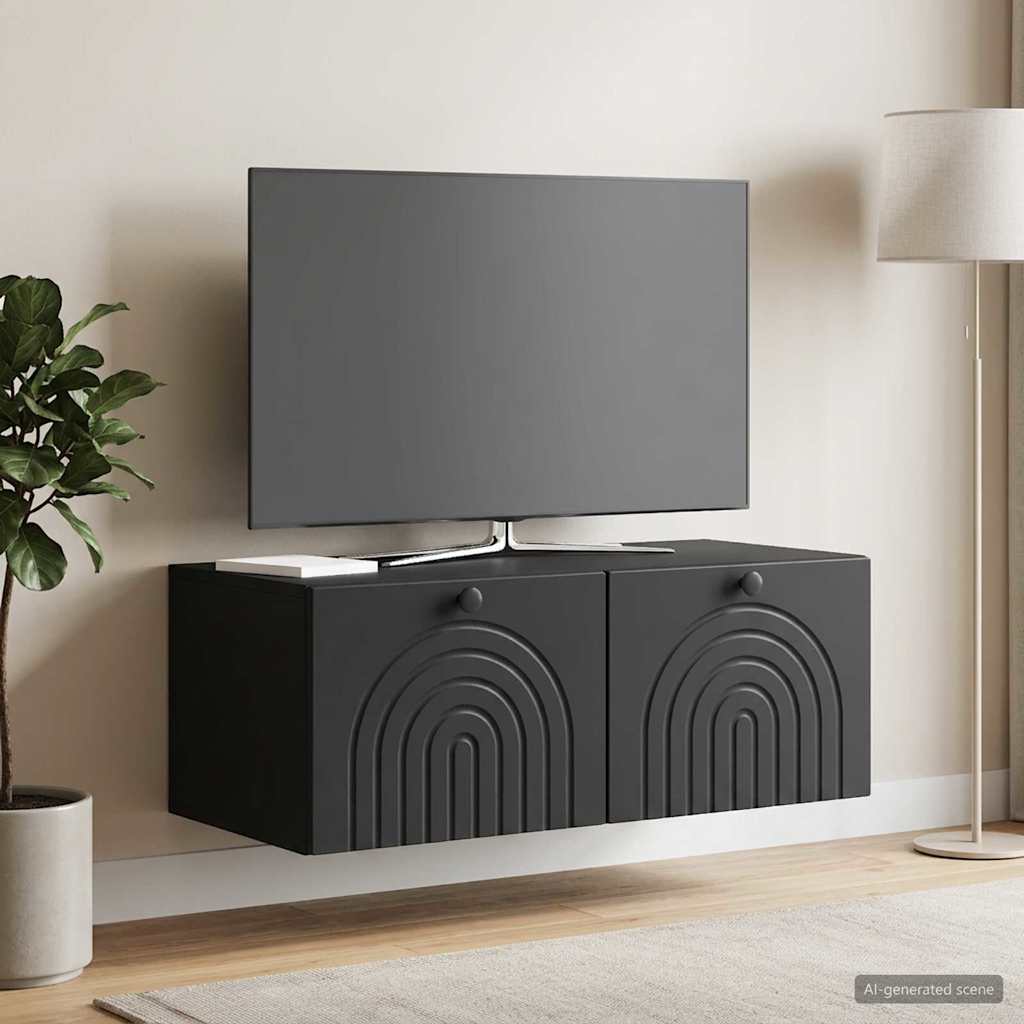 Nástěnná Tv Skříň Černá 78,5 X 41 X 30 Cm Kompozitní Dřevo
