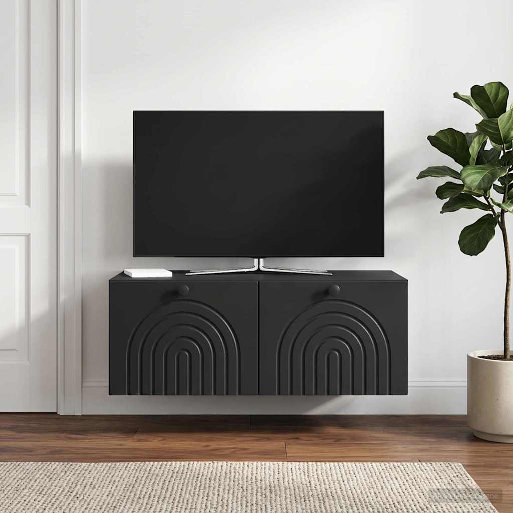 Nástěnná Tv Skříň Černá 78,5 X 41 X 30 Cm Kompozitní Dřevo
