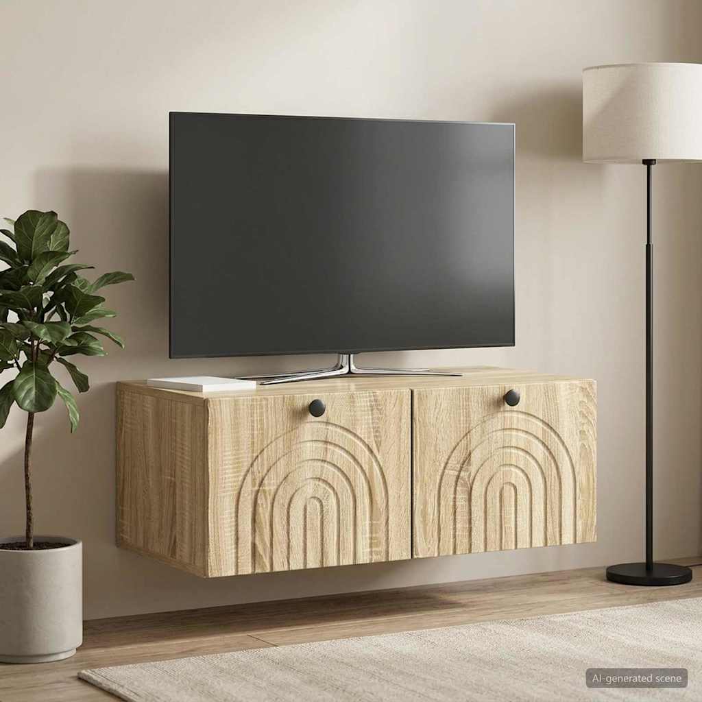 Nástěnná Tv Skříň Dub Sonoma 78,5 X 41 X 30 Cm Kompozitní Dřevo