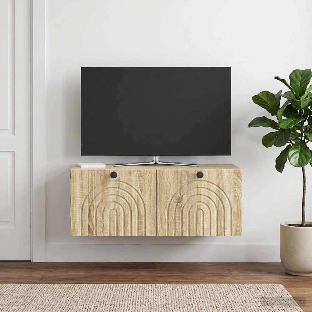 Nástěnná Tv Skříň Dub Sonoma 78,5 X 41 X 30 Cm Kompozitní Dřevo