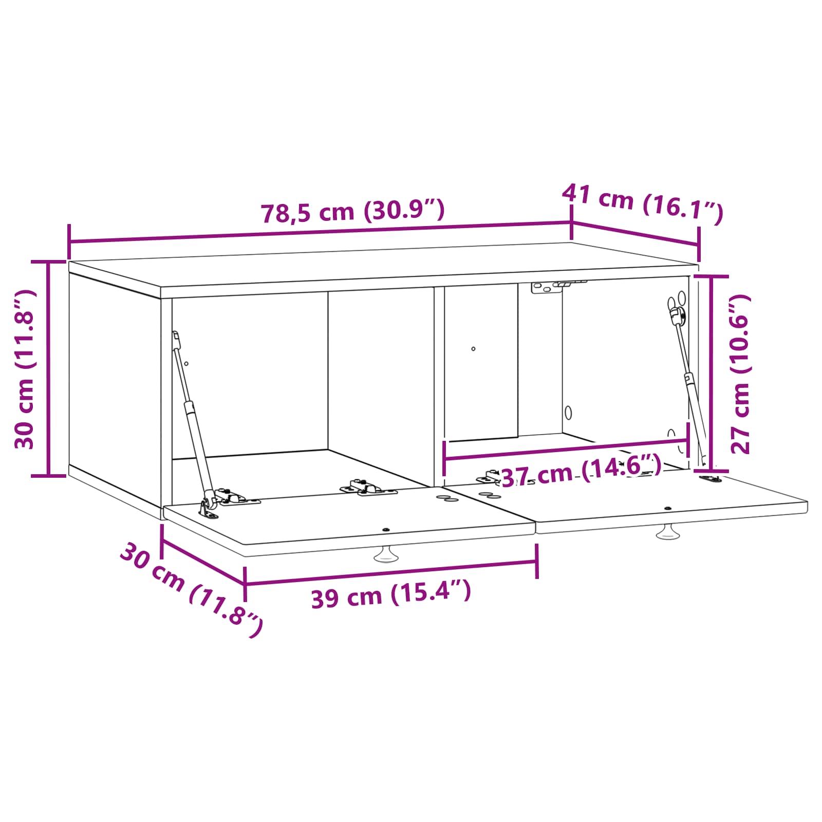 Nástěnná Tv Skříň Dub Sonoma 78,5 X 41 X 30 Cm Kompozitní Dřevo