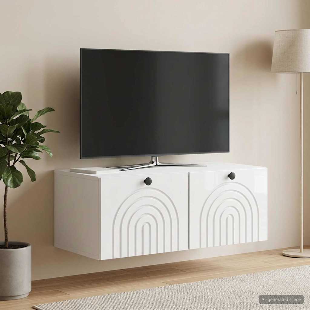 Nástěnná Tv Skříň Bílá S Vysokým Leskem 78,5 X 41 X 30 Cm