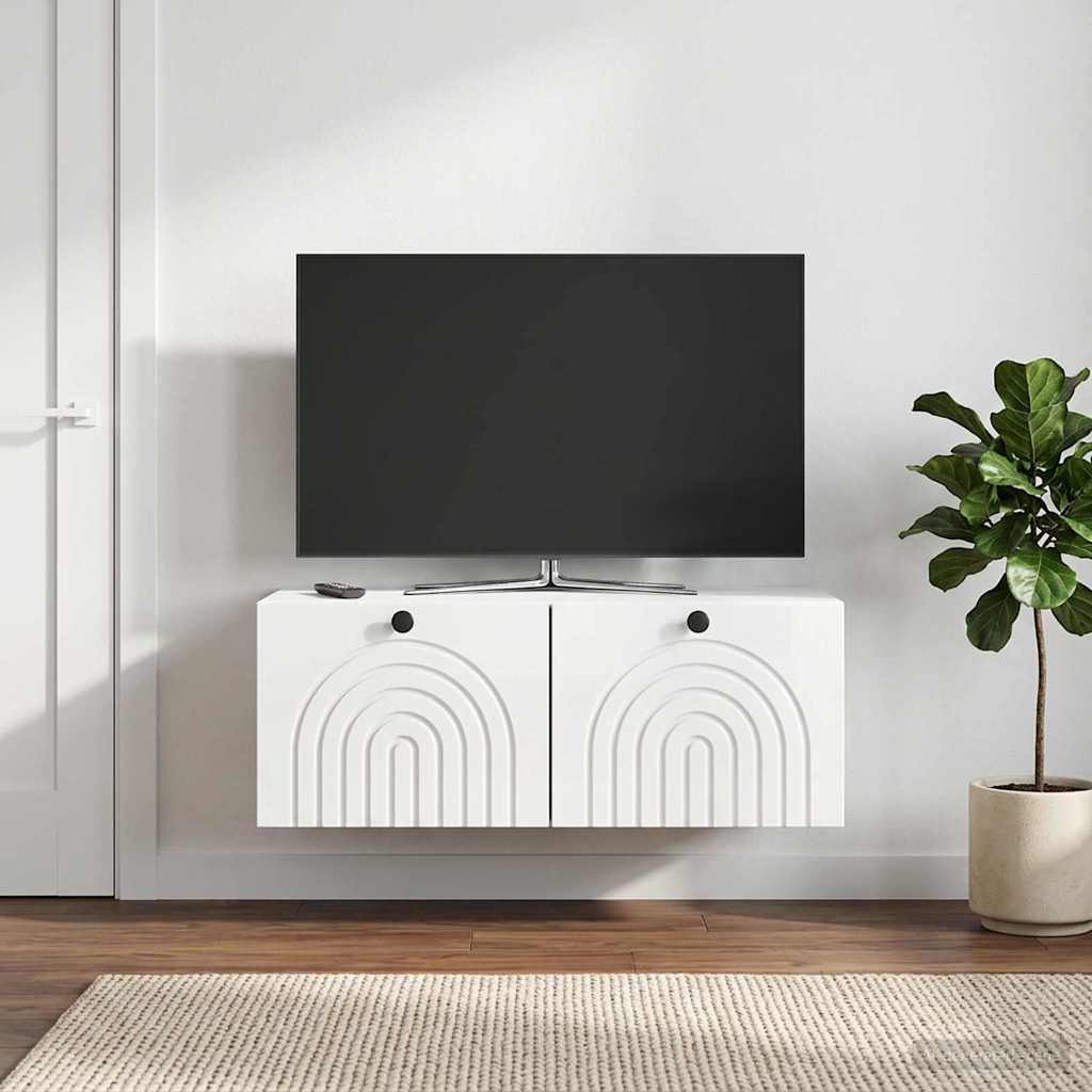 Nástěnná Tv Skříň Bílá S Vysokým Leskem 78,5 X 41 X 30 Cm