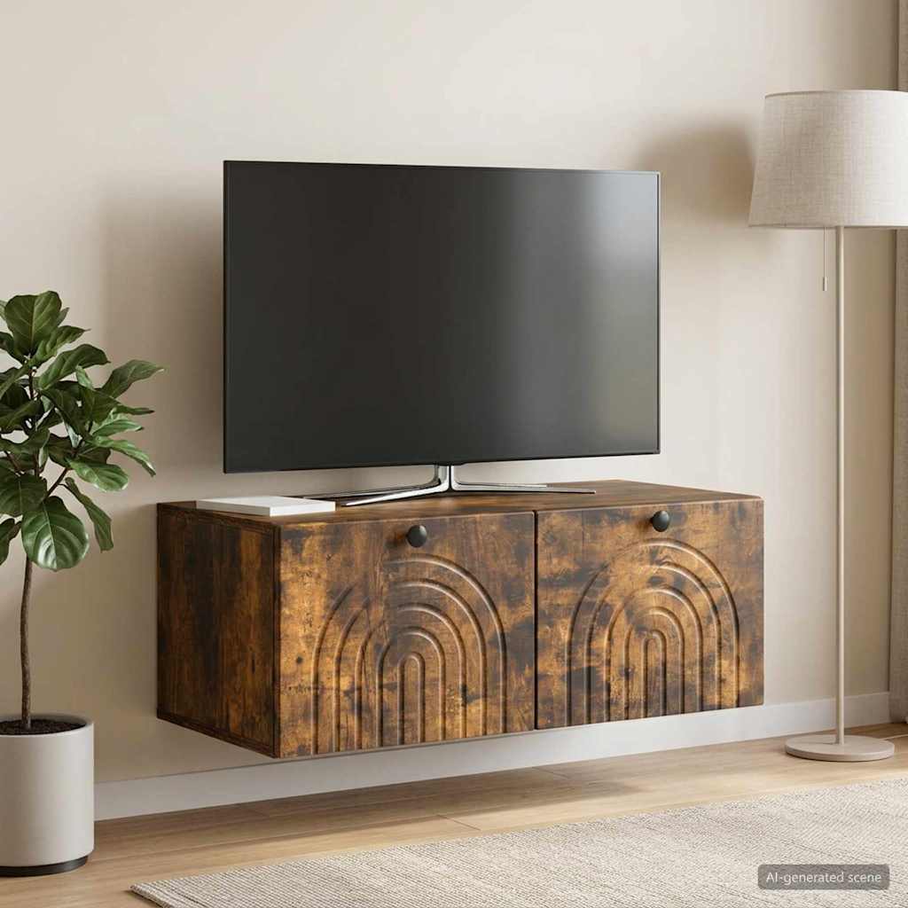 Nástěnná Tv Skříň Nástěnný Kouřový Dub 78,5 X 41 X 30 Cm
