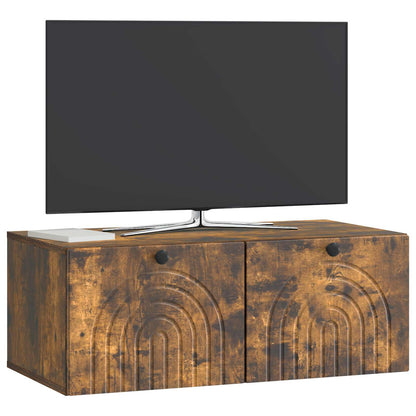 Nástěnná Tv Skříň Nástěnný Kouřový Dub 78,5 X 41 X 30 Cm