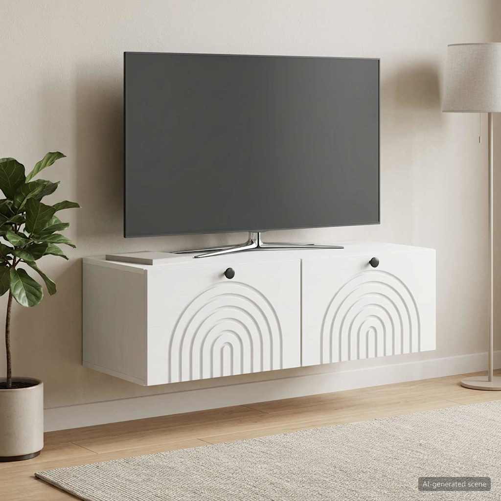 Nástěnná Tv Skříň Bílá 99 X 41 X 30 Cm Kompozitní Dřevo