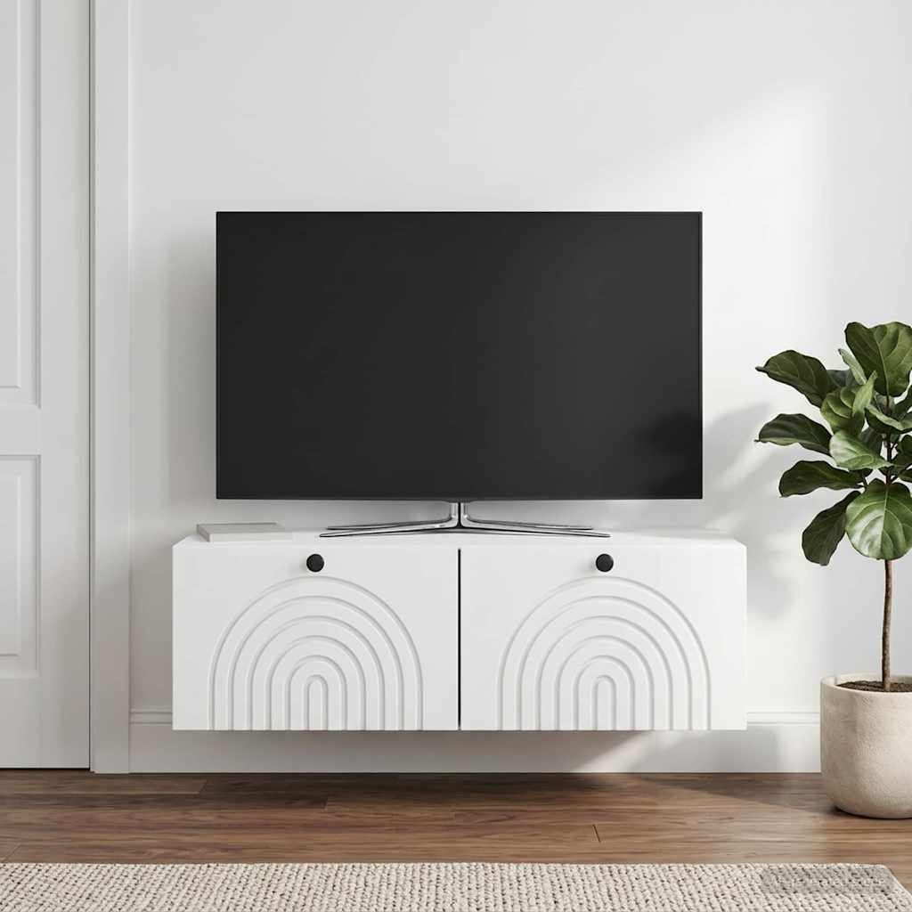 Nástěnná Tv Skříň Bílá 99 X 41 X 30 Cm Kompozitní Dřevo