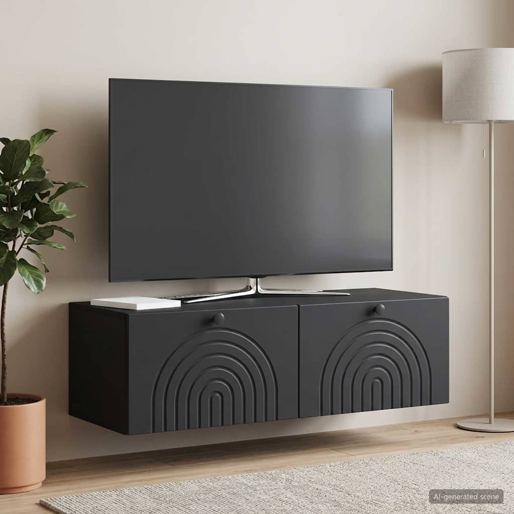 Nástěnná Tv Skříň Černá 99 X 41 X 30 Cm Kompozitní Dřevo