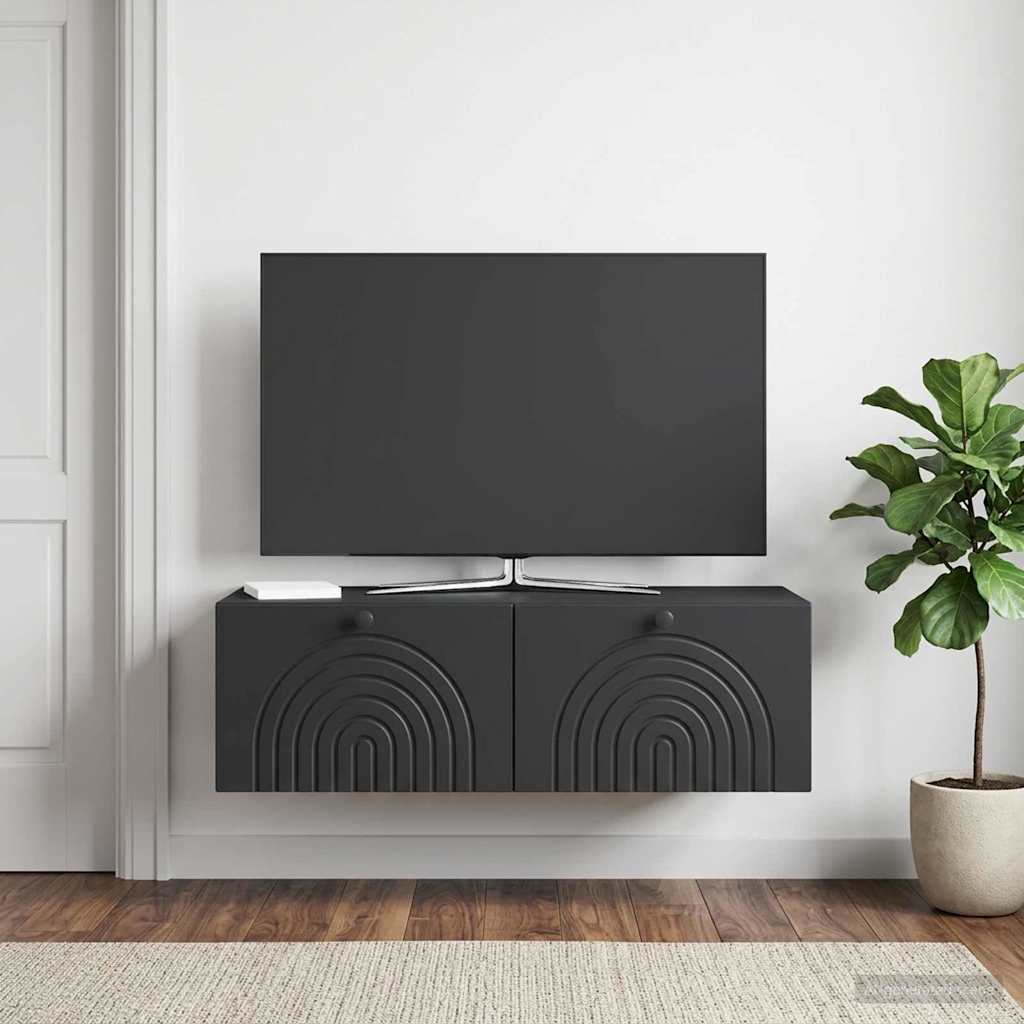 Nástěnná Tv Skříň Černá 99 X 41 X 30 Cm Kompozitní Dřevo