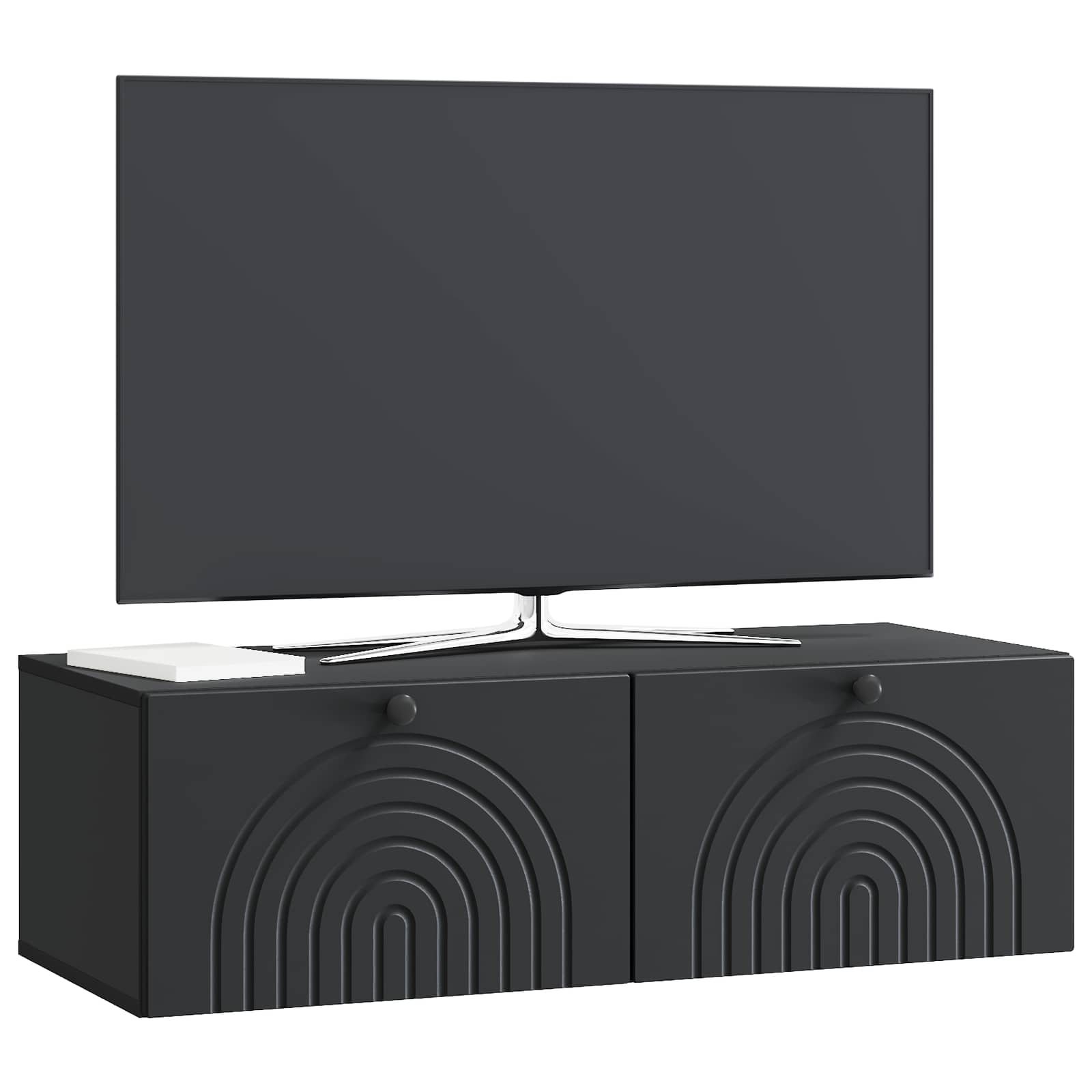 Nástěnná Tv Skříň Černá 99 X 41 X 30 Cm Kompozitní Dřevo