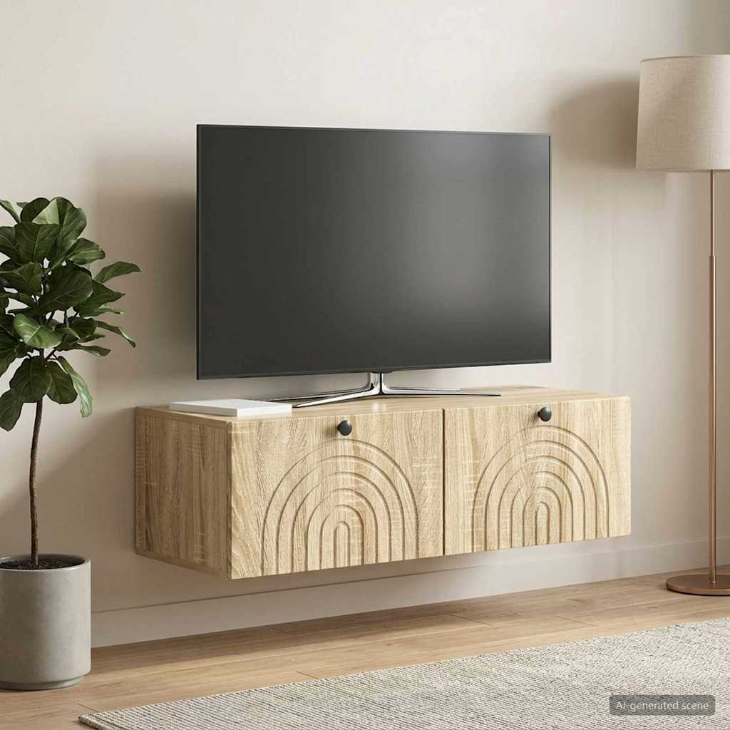 Nástěnná Tv Skříň Dub Sonoma 98 X 41 X 30 Cm Kompozitní Dřevo