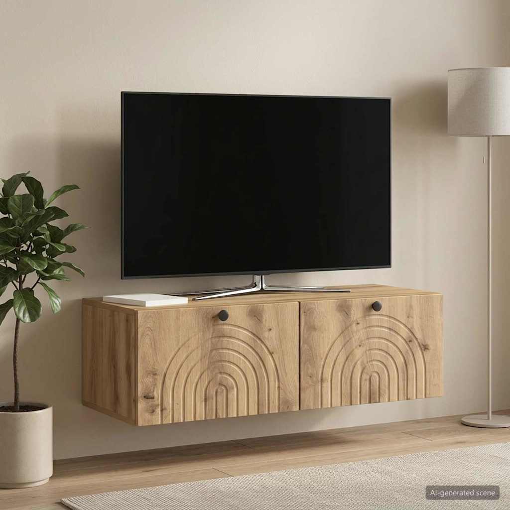Nástěnná Tv Skříň 99 X 41 X 30 Cm Dub Artisan Kompozitní Dřevo