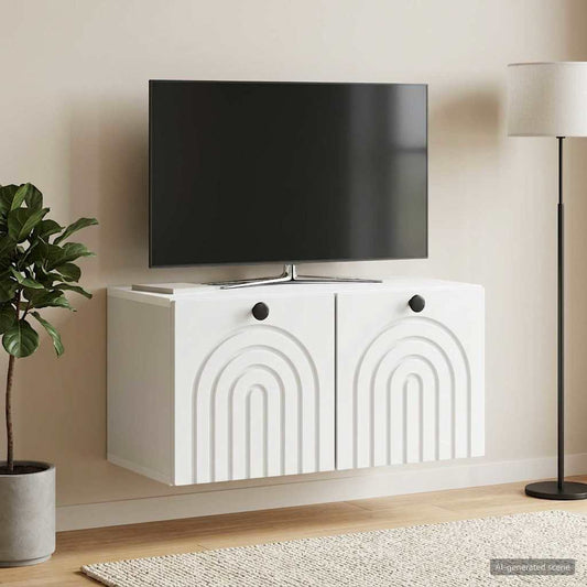 Nástěnná Tv Skříň Bílá 59,5 X 31 X 30 Cm Kompozitní Dřevo
