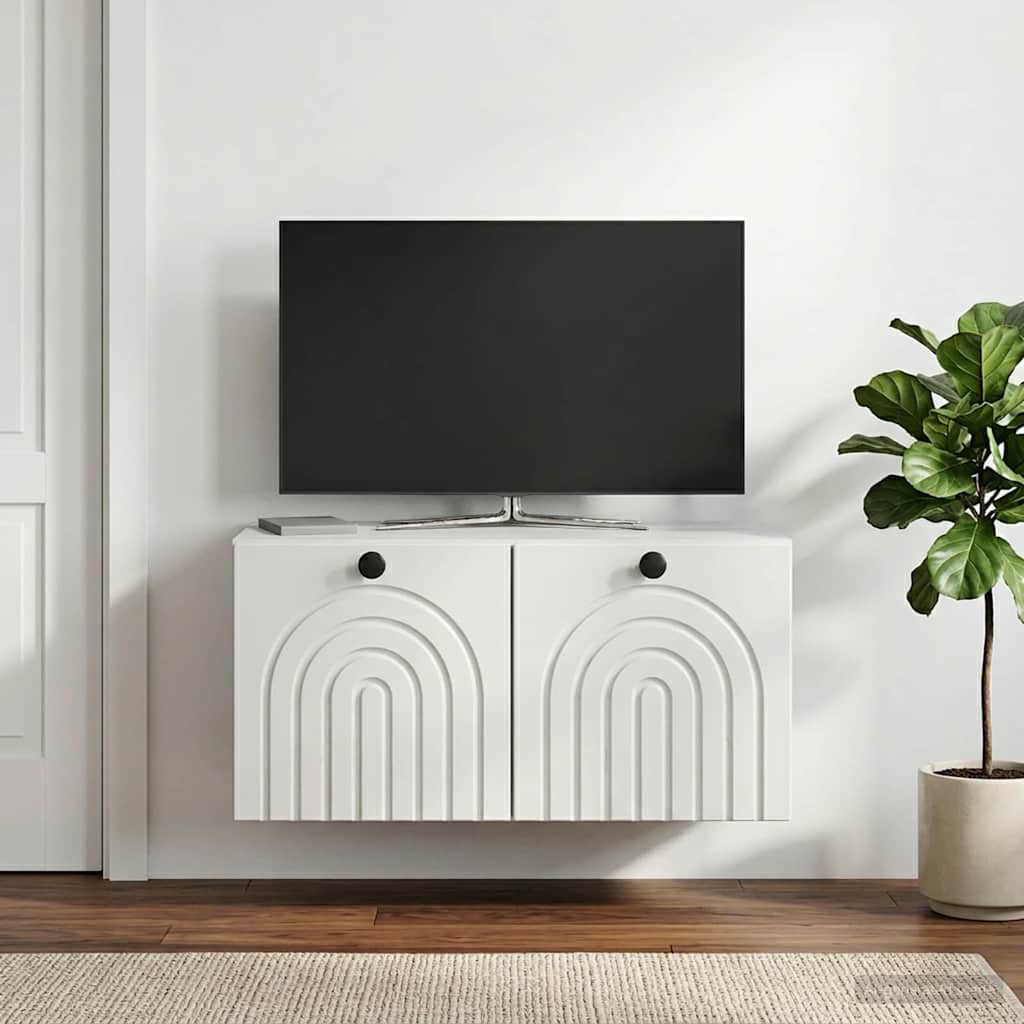 Nástěnná Tv Skříň Bílá 59,5 X 31 X 30 Cm Kompozitní Dřevo