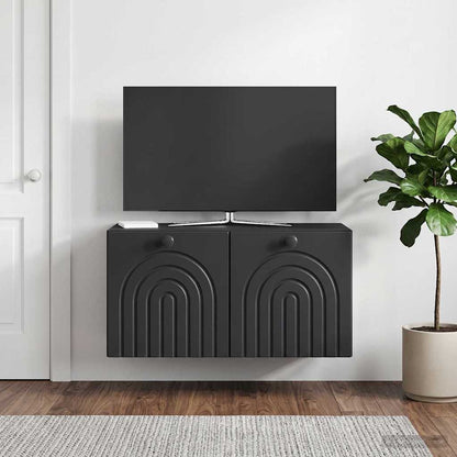 Nástěnná Tv Skříň Černá 59,5 X 31 X 30 Cm Kompozitní Dřevo