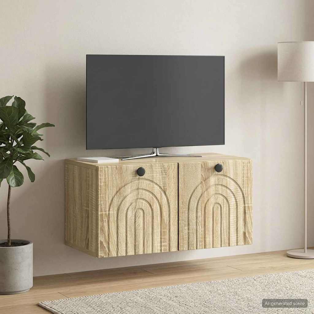 Nástěnná Tv Skříň Dub Sonoma 59,5 X 31 X 30 Cm Kompozitní Dřevo