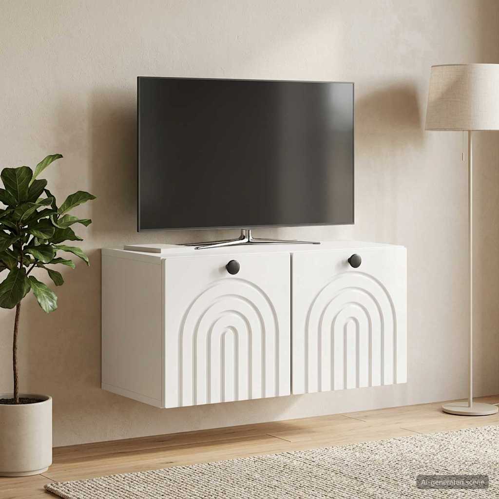 Nástěnná Tv Skříň Bílá S Vysokým Leskem 59,5 X 31 X 30 Cm