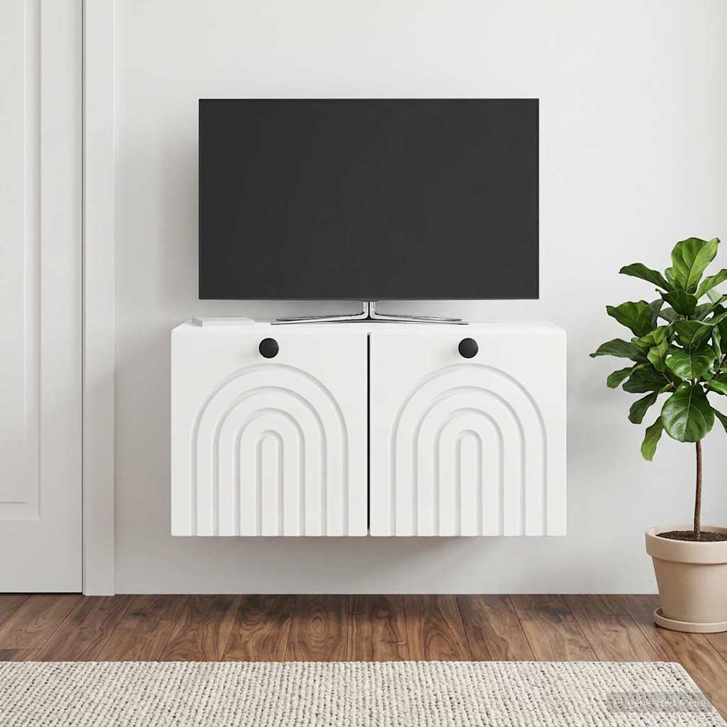 Nástěnná Tv Skříň Bílá S Vysokým Leskem 59,5 X 31 X 30 Cm